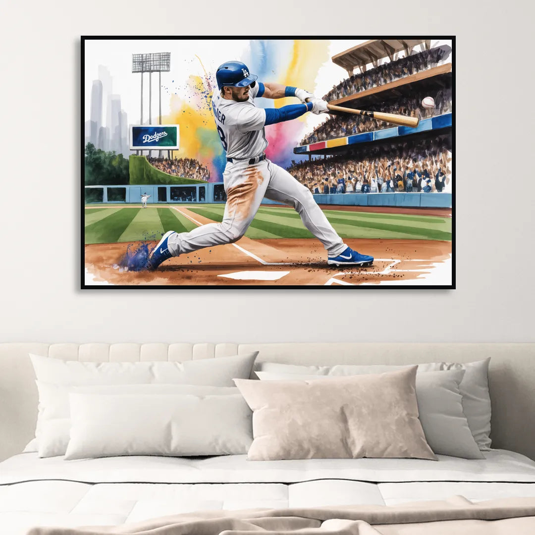 Los Angeles Dodgers Grand Slam Sitting Room - Black Canvas Wall Art