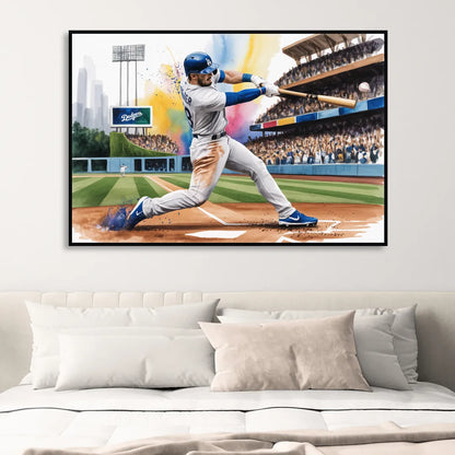 Los Angeles Dodgers Grand Slam Sitting Room - Black Canvas Wall Art