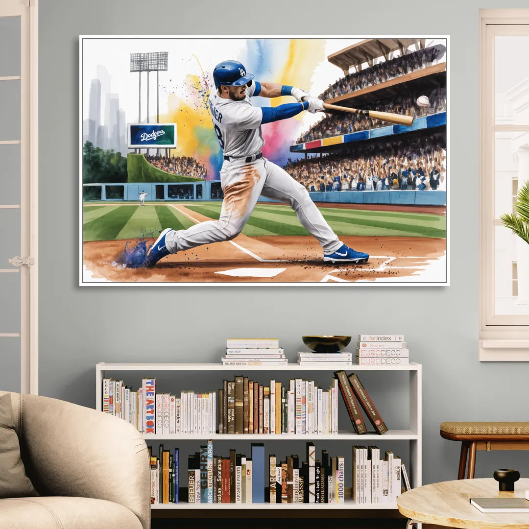 Los Angeles Dodgers Grand Slam Sitting Room - White Canvas Wall Art