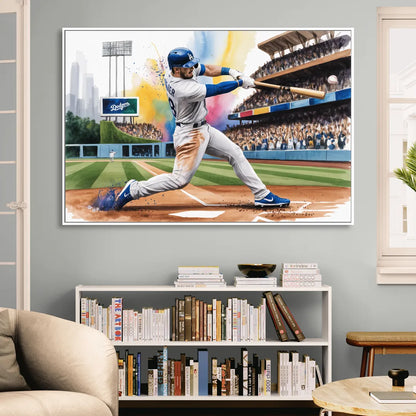 Los Angeles Dodgers Grand Slam Sitting Room - White Canvas Wall Art