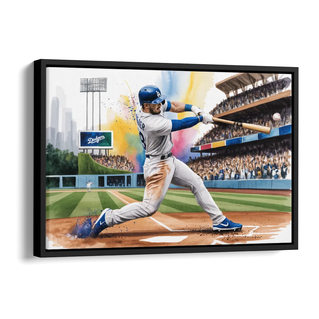Los Angeles Dodgers Grand Slam Side - Black Canvas Wall Art
