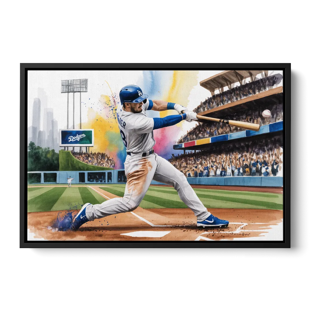 Los Angeles Dodgers Grand Slam Front - Black Canvas Wall Art