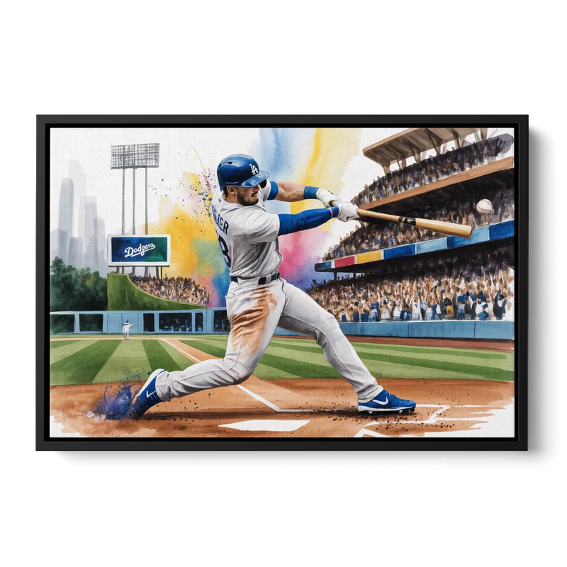 Los Angeles Dodgers Grand Slam Front - Black Canvas Wall Art