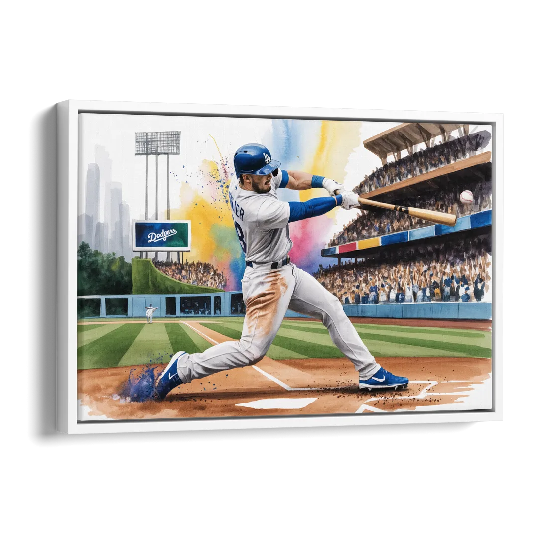 Los Angeles Dodgers Grand Slam Side - White Canvas Wall Art