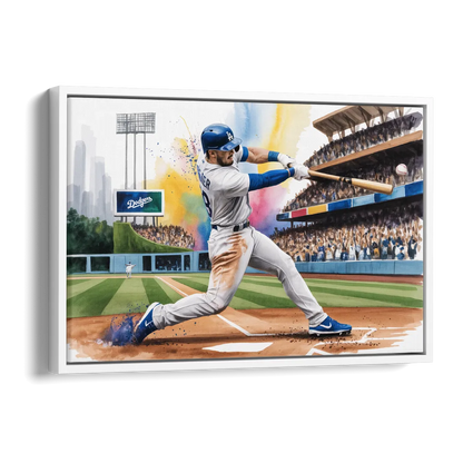 Los Angeles Dodgers Grand Slam Side - White Canvas Wall Art