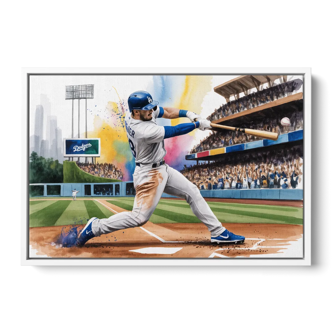 Los Angeles Dodgers Grand Slam - White Frame Canvas
