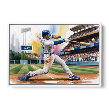 Los Angeles Dodgers Grand Slam - White Frame Canvas