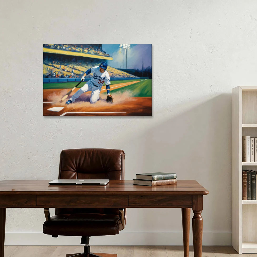 Los Angeles Dodgers Sliding Safe - Canvas Wall Art - Office - 36x24