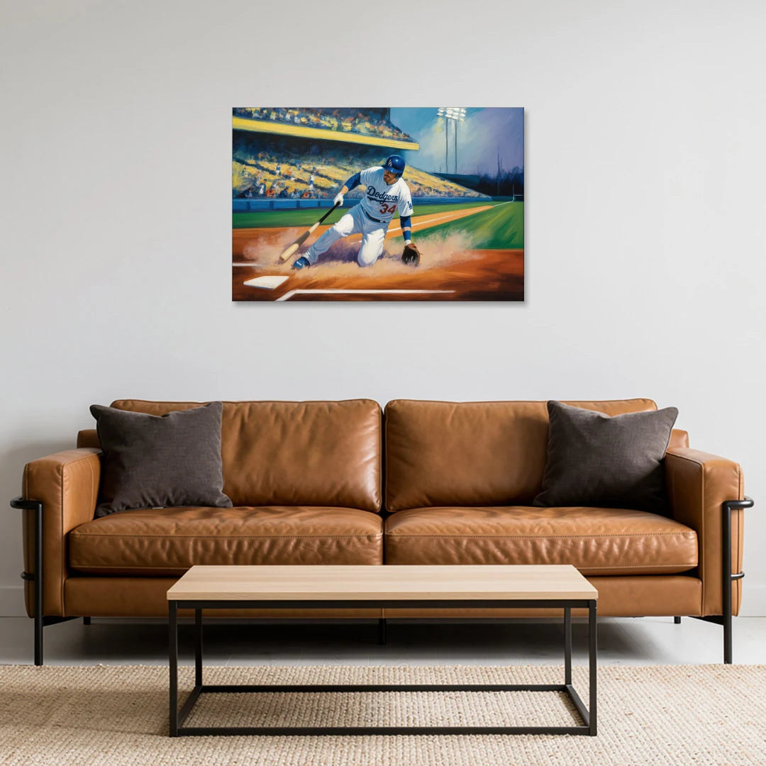 Los Angeles Dodgers Sliding Safe - Canvas Wall Art - Sofa - 36x24