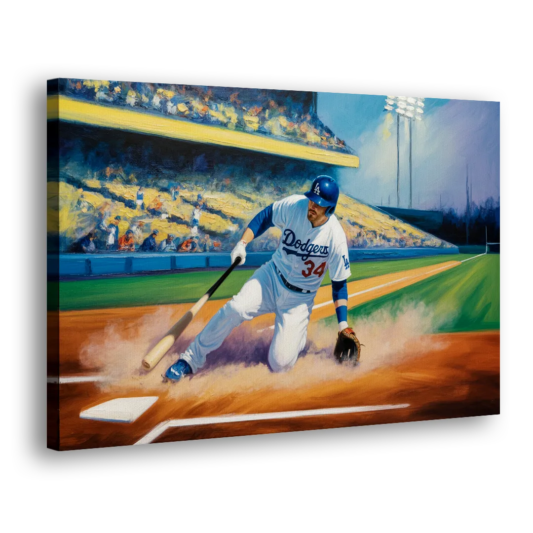 Los Angeles Dodgers Sliding Safe Side - Canvas Wall Art