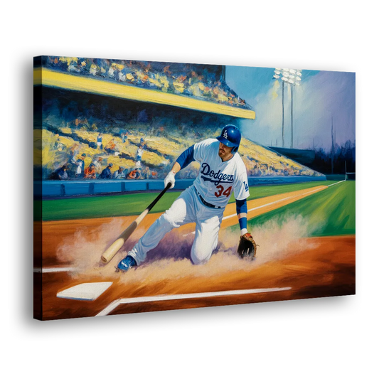 Los Angeles Dodgers Sliding Safe Side - Canvas Wall Art