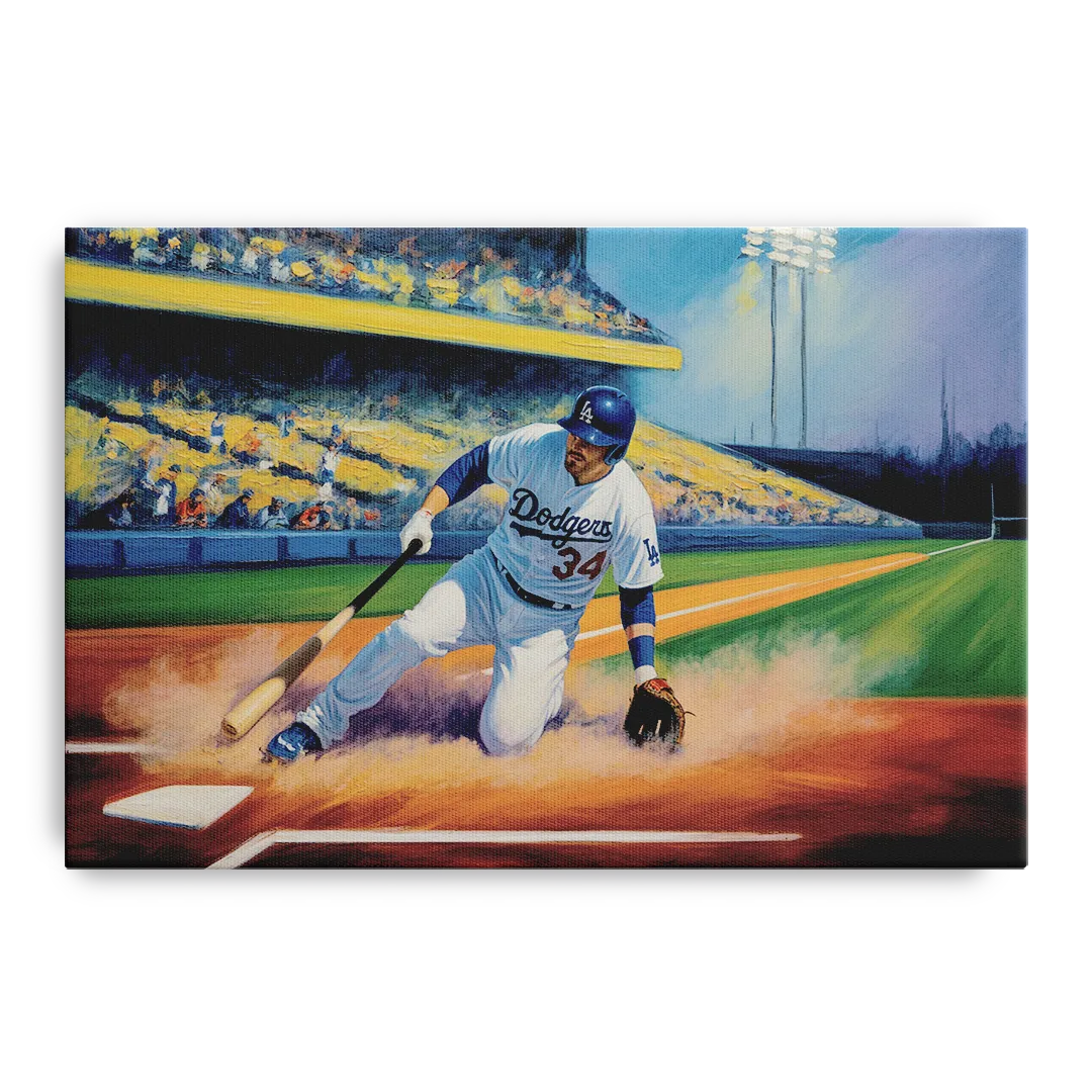 Los Angeles Dodgers Sliding Safe Front - Canvas Wall Art