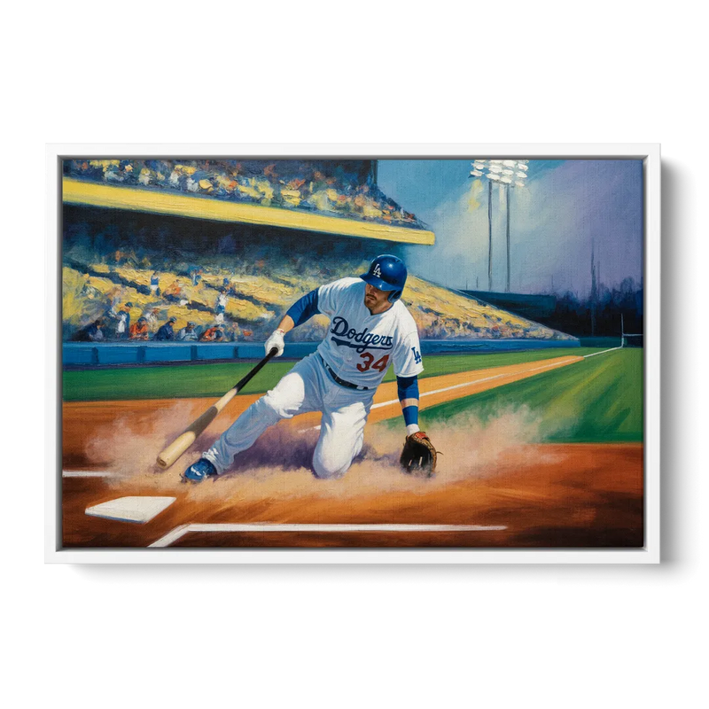 Los Angeles Dodgers Sliding Safe Front - White Canvas Wall Art