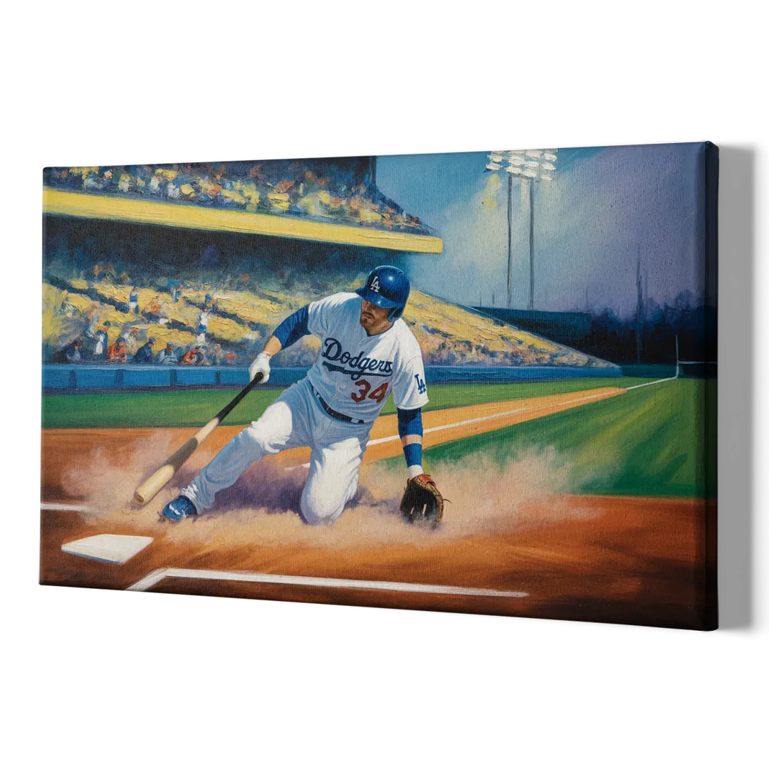 Los Angeles Dodgers Sliding Safe - Canvas Print Art Sides