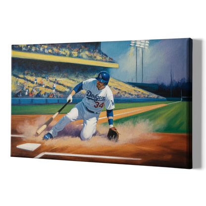 Los Angeles Dodgers Sliding Safe - Canvas Print Art Sides
