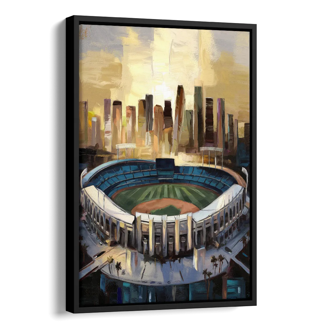 Los Angeles Dodgers Stadium Side - Black Canvas Wall Art