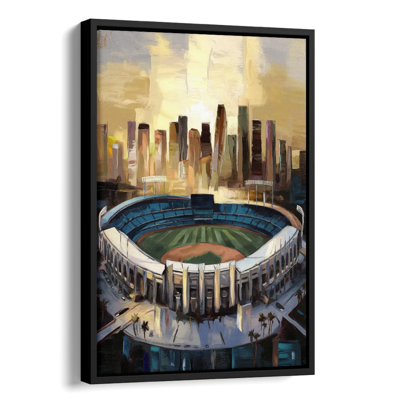 Los Angeles Dodgers Stadium Side - Black Canvas Wall Art