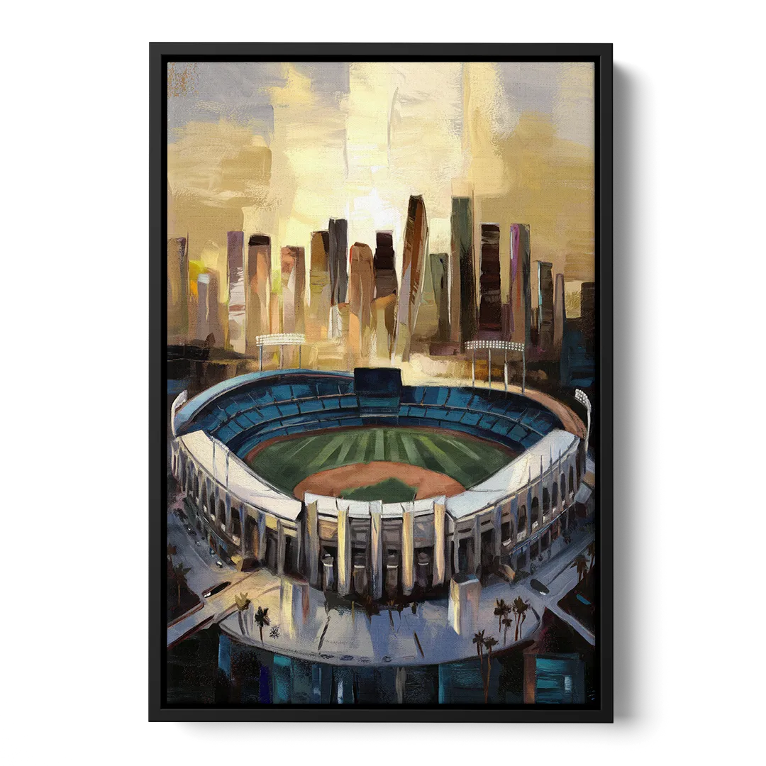 Los Angeles Dodgers Stadium Front - Black Canvas Wall Art