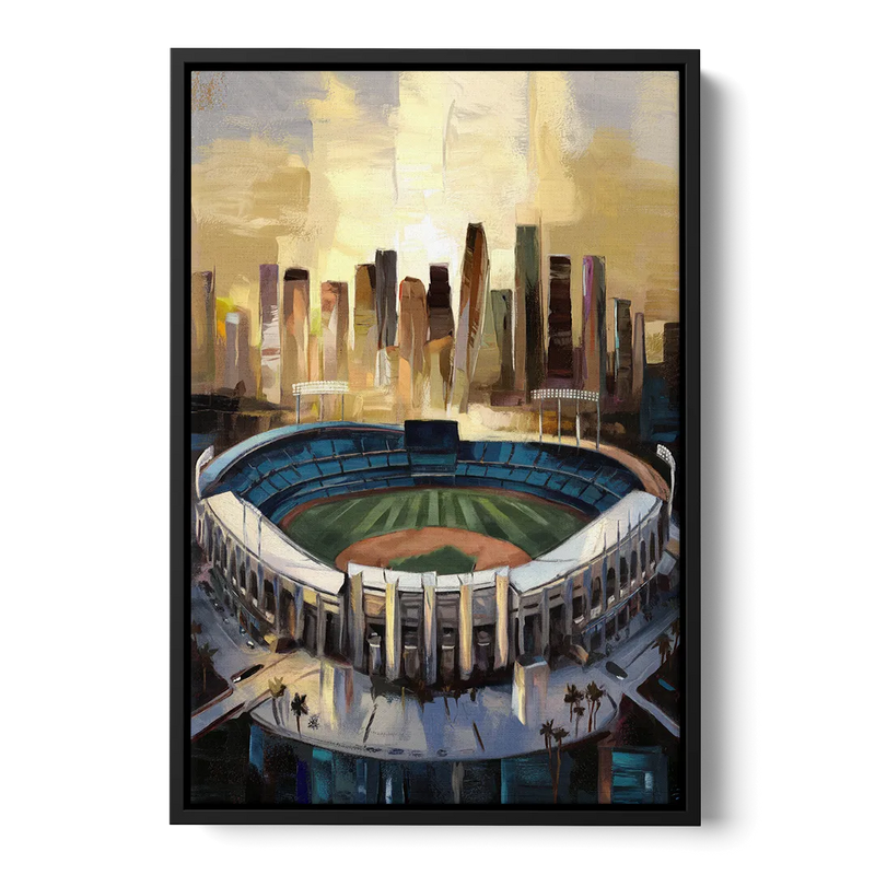 Los Angeles Dodgers Stadium Front - Black Canvas Wall Art