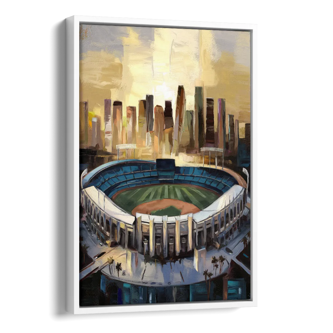 Los Angeles Dodgers Stadium Side - White Canvas Wall Art