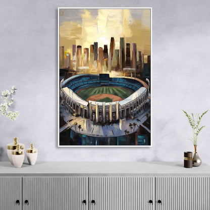 Los Angeles Dodgers Stadium Living Room - White Canvas Wall Art