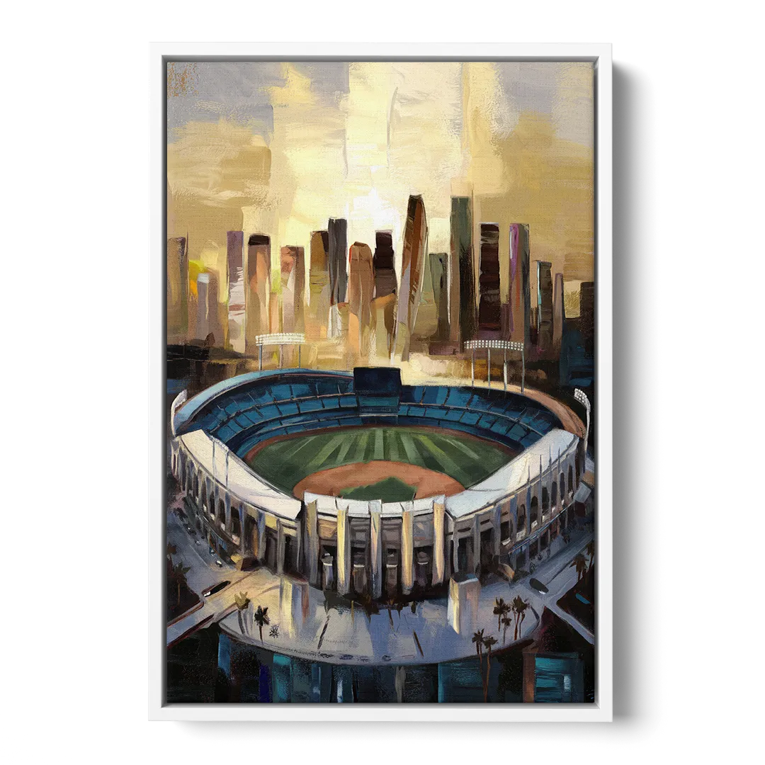 Los Angeles Dodgers Stadium Front - White Canvas Wall Art