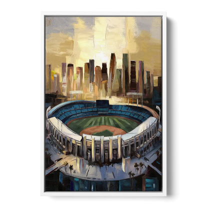 Los Angeles Dodgers Stadium Front - White Canvas Wall Art
