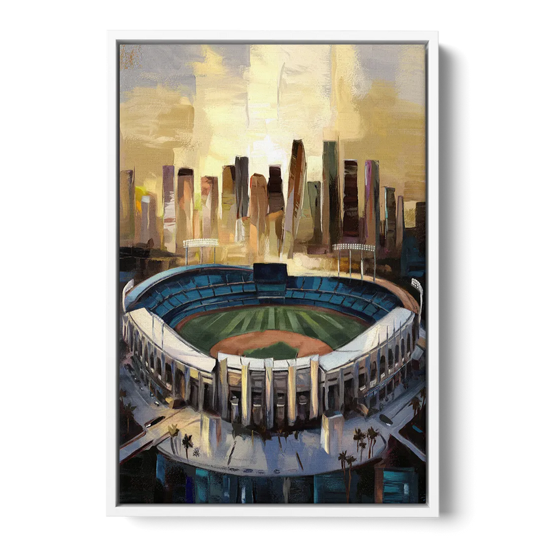 Los Angeles Dodgers Stadium Front - White Canvas Wall Art