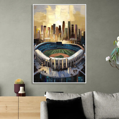 Los Angeles Dodgers Stadium Sitting Room - White Canvas Wall Art