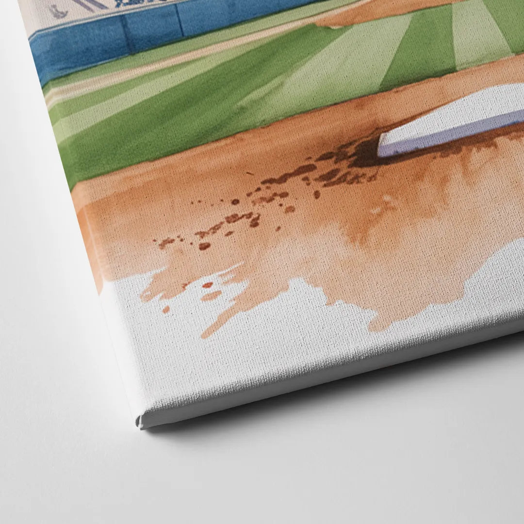 Los Angeles Dodgers Watercolor Baseball Action Art Canvas Close Up