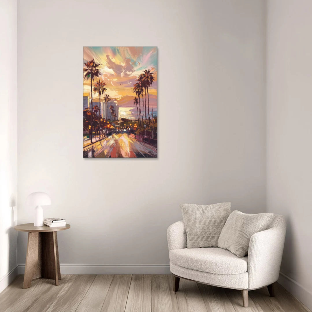 Los Angeles Golden Hour - Canvas Wall Art - Sofa - 24x36