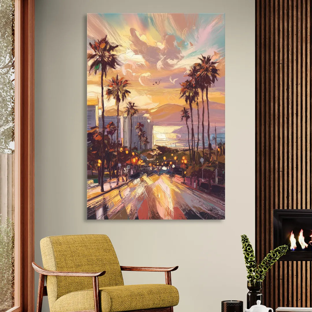 Los Angeles Golden Hour Sitting Room - Canvas Wall Art