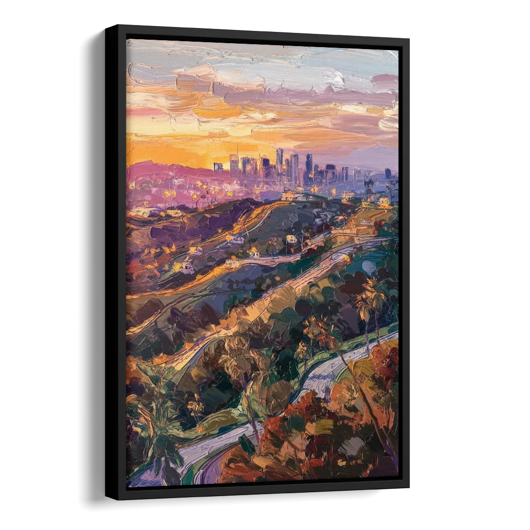 Los Angeles Hollywood Hills Side - Black Canvas Wall Art