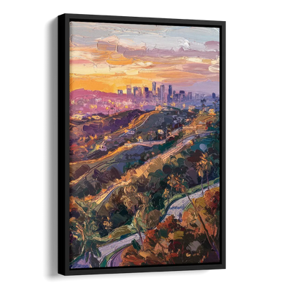 Los Angeles Hollywood Hills Side - Black Canvas Wall Art