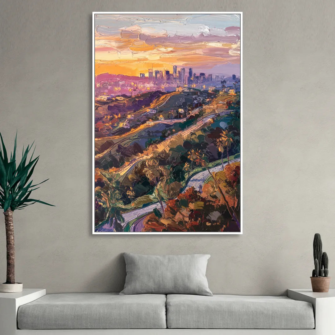 Los Angeles Hollywood Hills Sitting Room - White Canvas Wall Art