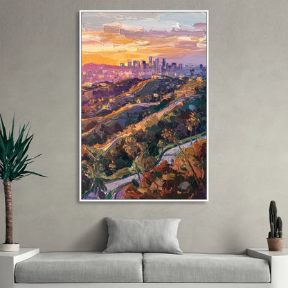 Los Angeles Hollywood Hills Sitting Room - White Canvas Wall Art
