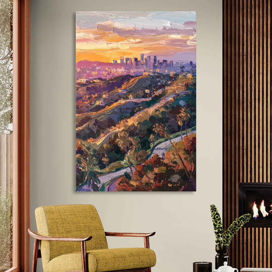 Los Angeles Hollywood Hills Living Room - Canvas Wall Art