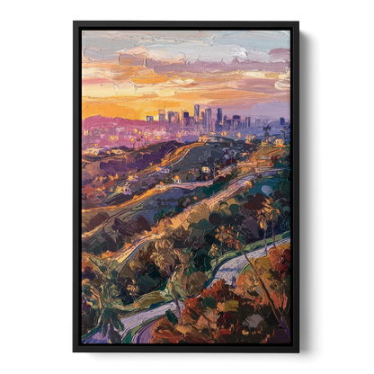 Los Angeles Hollywood Hills Front - Black Canvas Wall Art