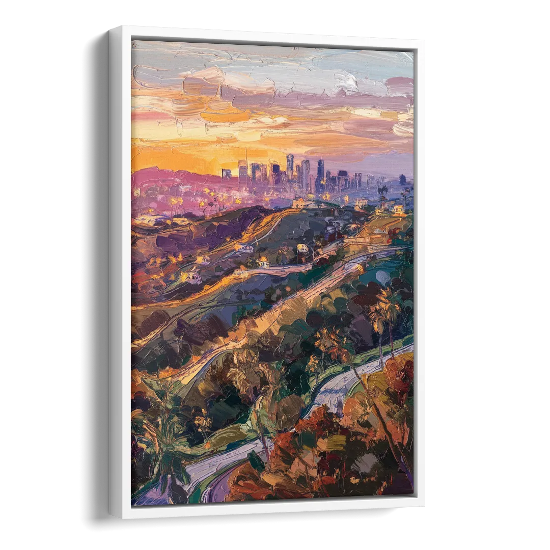 Los Angeles Hollywood Hills Side - White Canvas Wall Art