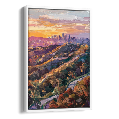 Los Angeles Hollywood Hills Side - White Canvas Wall Art
