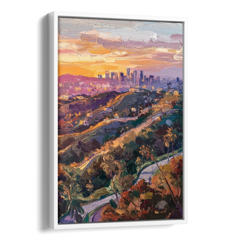 Los Angeles Hollywood Hills Side - White Canvas Wall Art