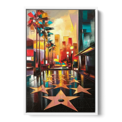 Los Angeles Hollywood Walk of Fame Iconic Front - White Canvas Wall Art
