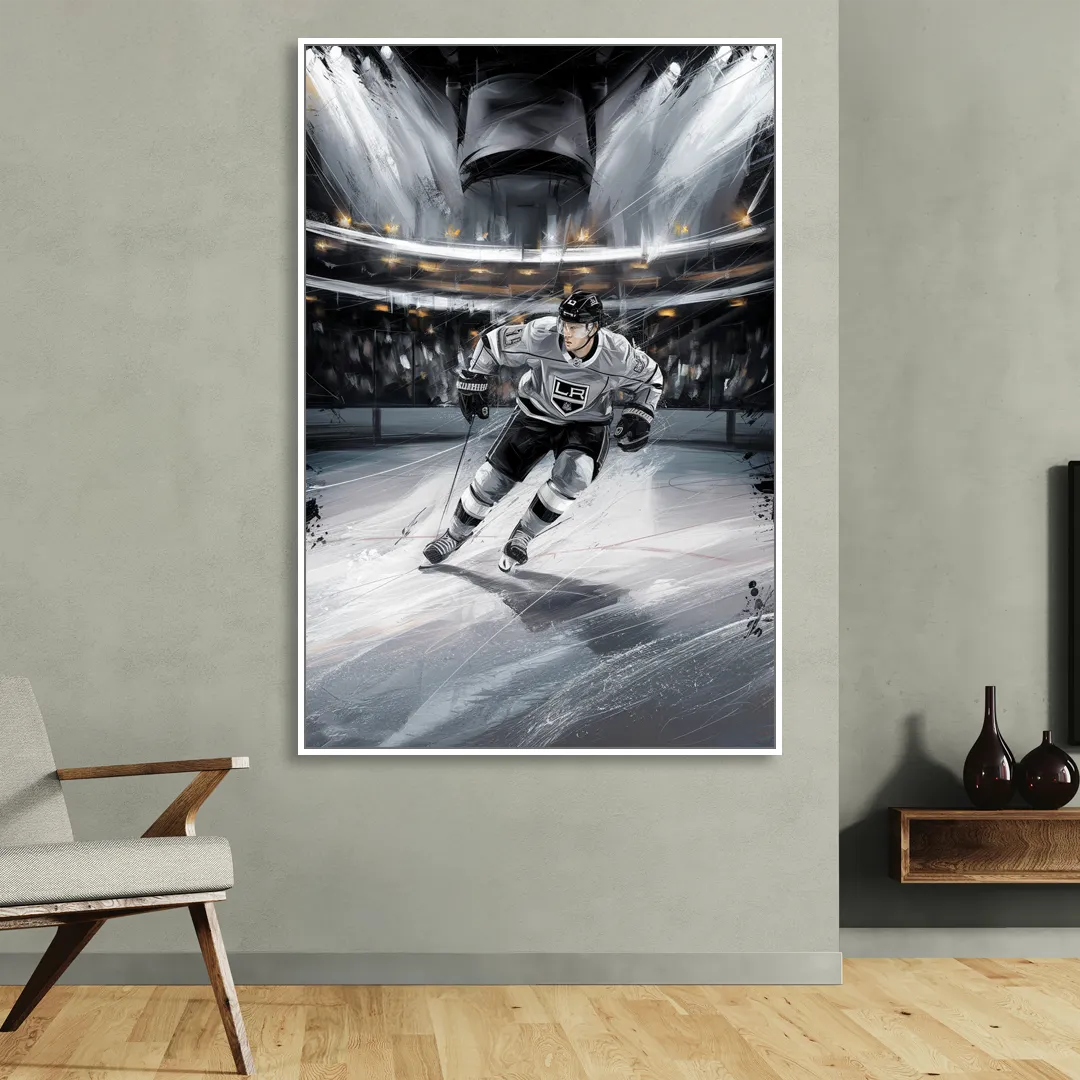 Los Angeles Kings Ice Hockey Sitting Room - White Canvas Wall Art