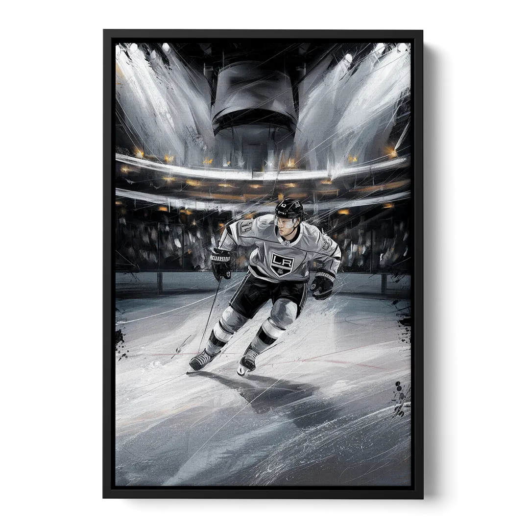 Los Angeles Kings Ice Hockey Front - Black Canvas Wall Art