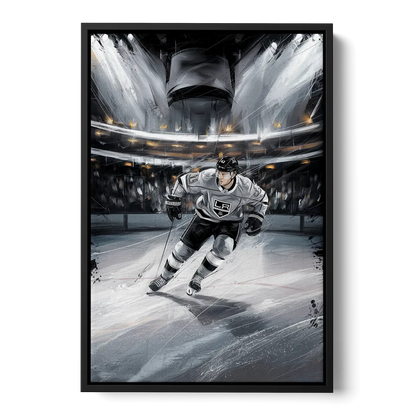 Los Angeles Kings Ice Hockey Front - Black Canvas Wall Art