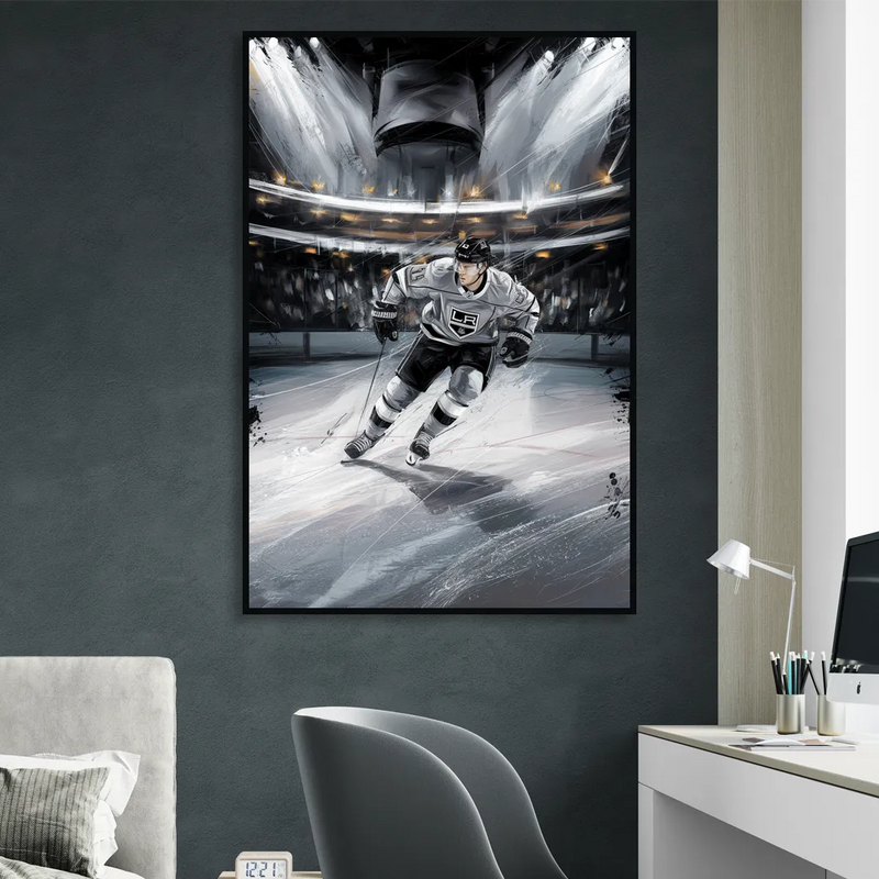 Los Angeles Kings Ice Hockey Sitting Room - Black Canvas Wall Art