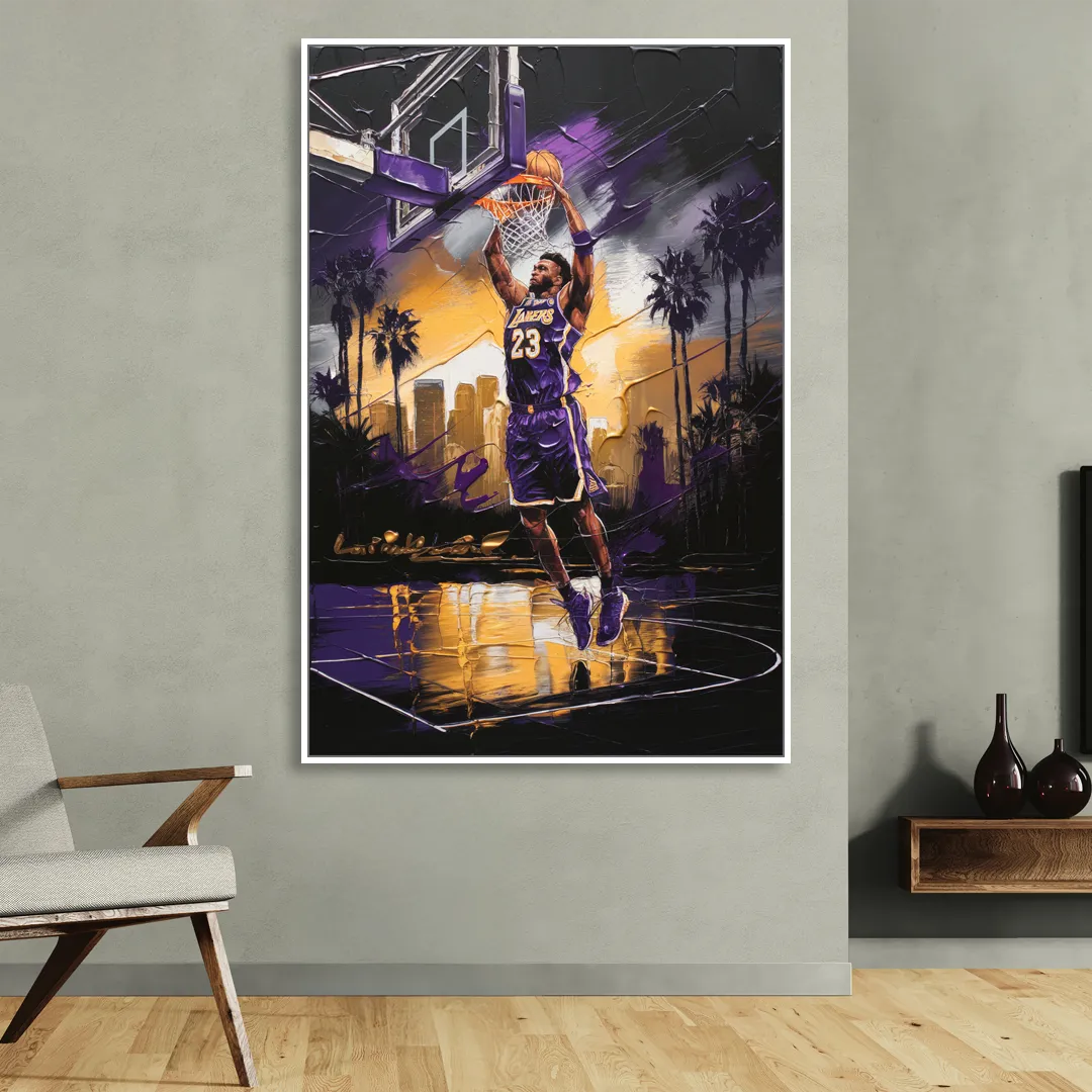 Los Angeles Lakers Legacy Living Room - White Canvas Wall Art