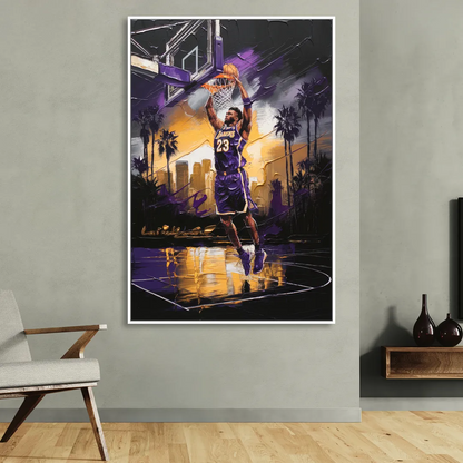 Los Angeles Lakers Legacy Living Room - White Canvas Wall Art