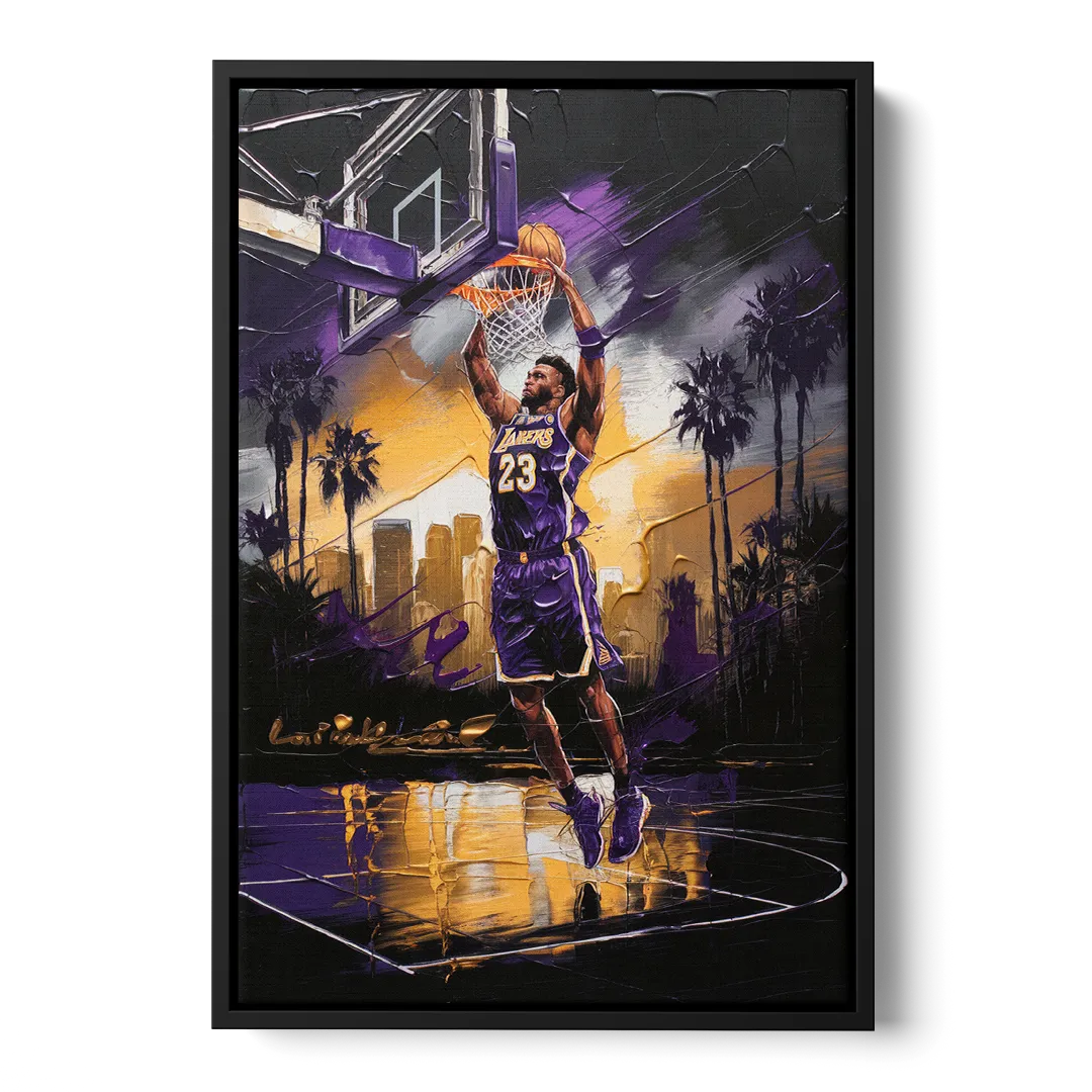 Los Angeles Lakers Legacy Front - Black Canvas Wall Art