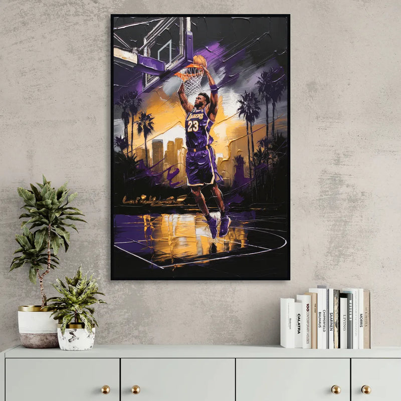 Los Angeles Lakers Legacy Sitting Room - Black Canvas Wall Art